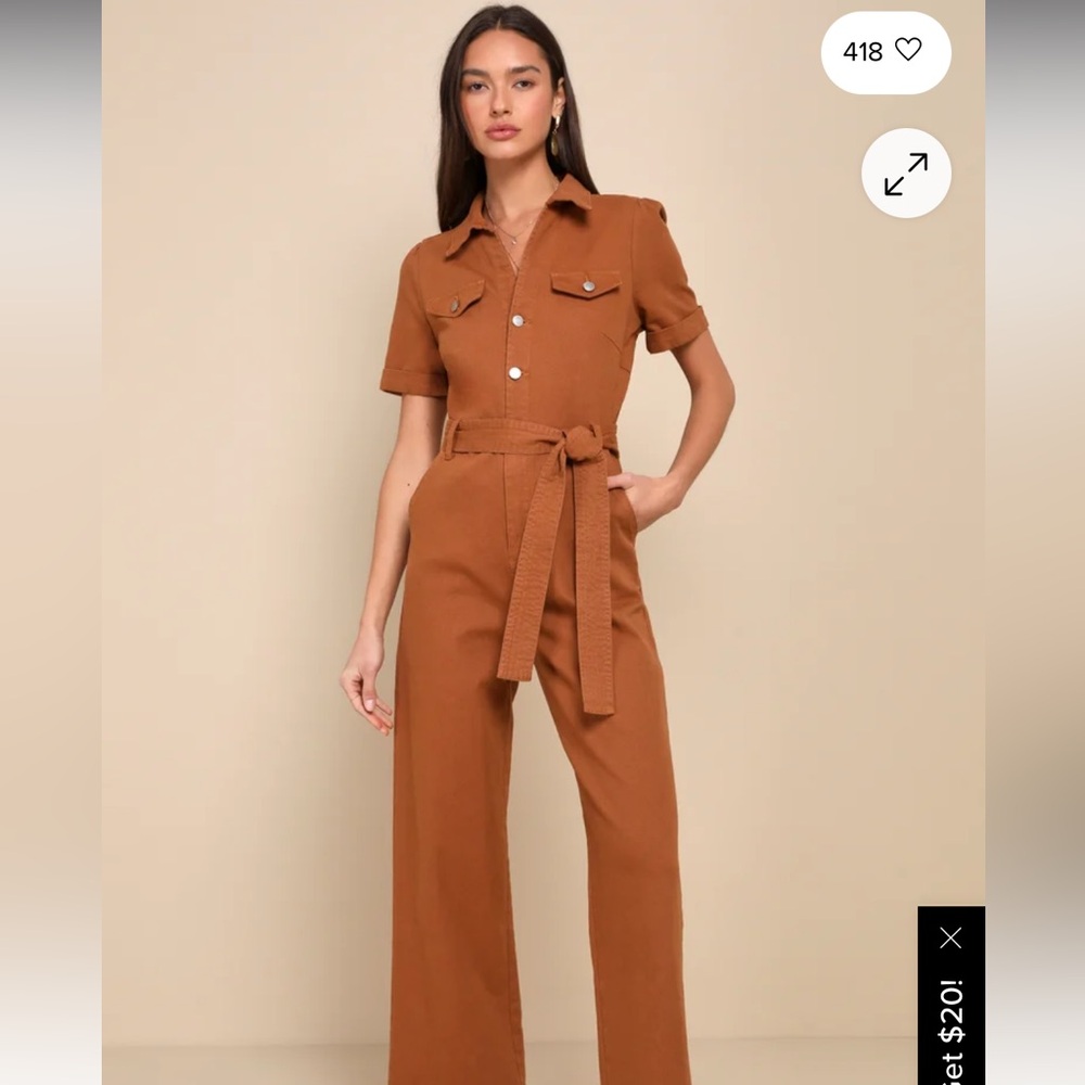 Lulu's Brown Short Sleeve Jumpsuit